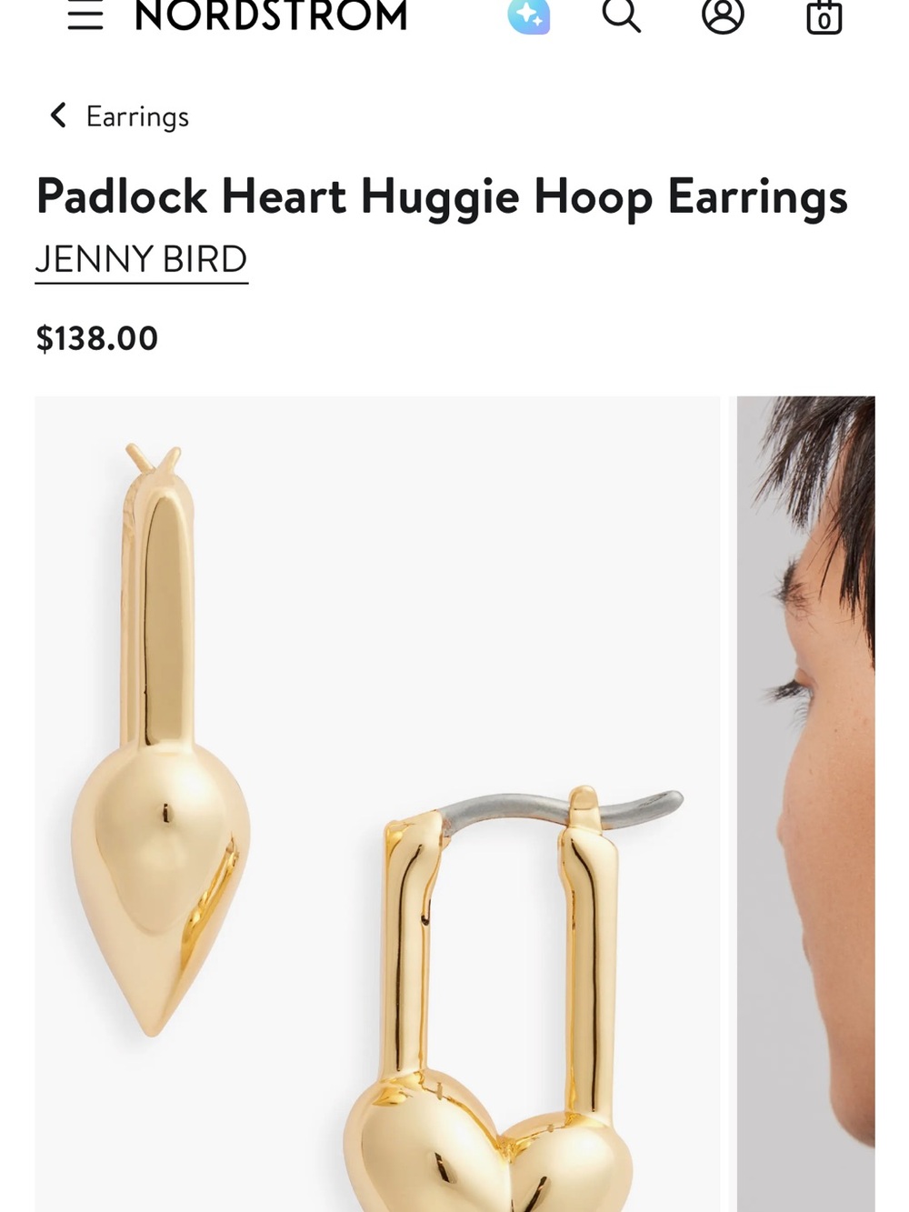 Jenny Bird Gold Padlock Heart Hinge Hoops - Picture 3 of 4